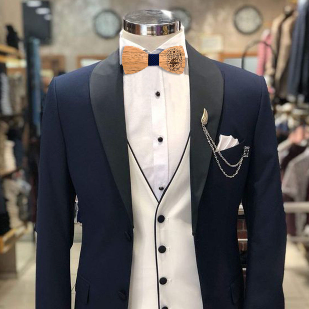 Heritage Architecture - Personalized Wooden Bow Tie Gift Set - NEVER GIVE UP