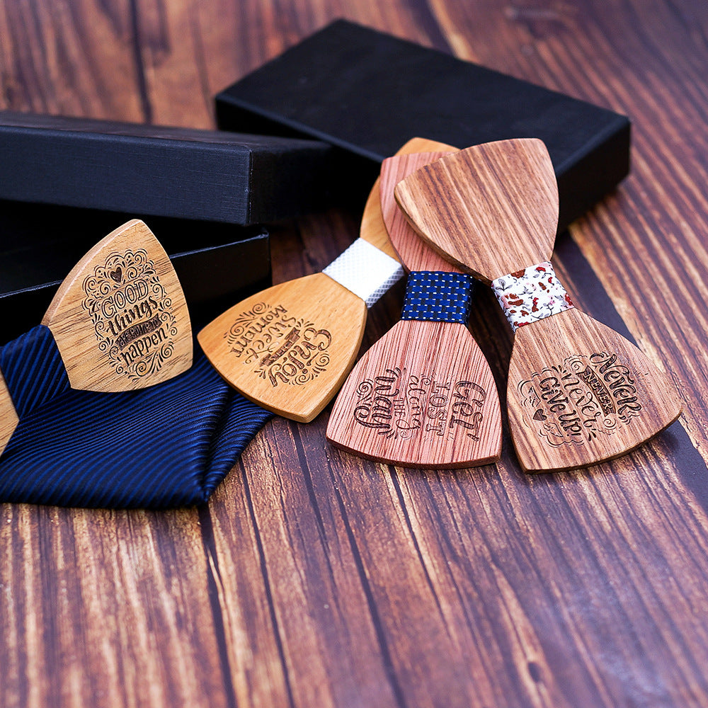 Heritage Architecture - Personalized Wooden Bow Tie Gift Set - NEVER GIVE UP