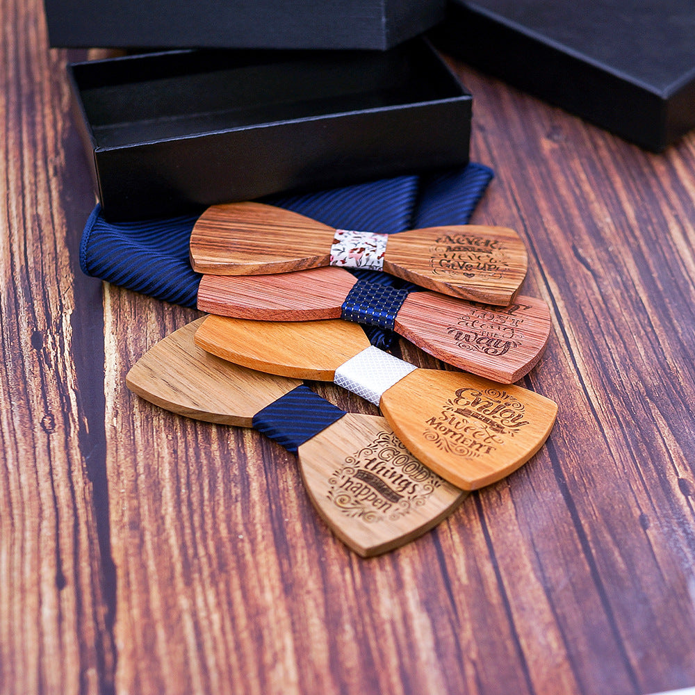 Heritage Architecture - Personalized Wooden Bow Tie Gift Set - NEVER GIVE UP