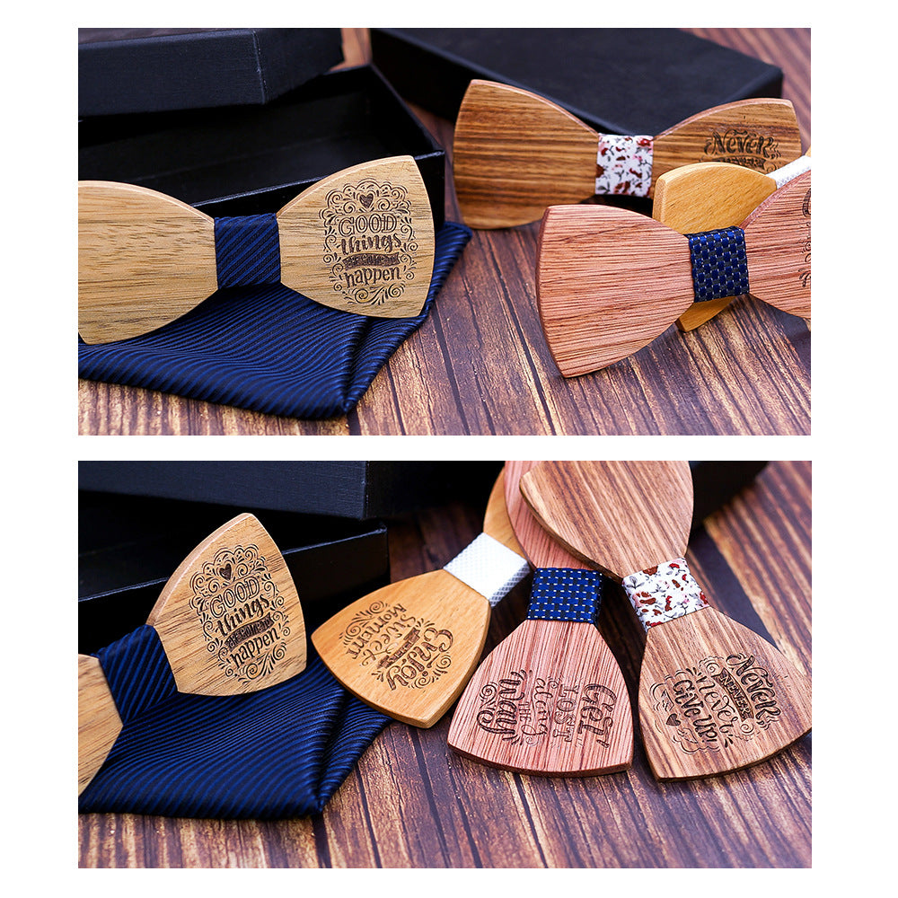 Heritage Architecture - Personalized Wooden Bow Tie Gift Set - NEVER GIVE UP