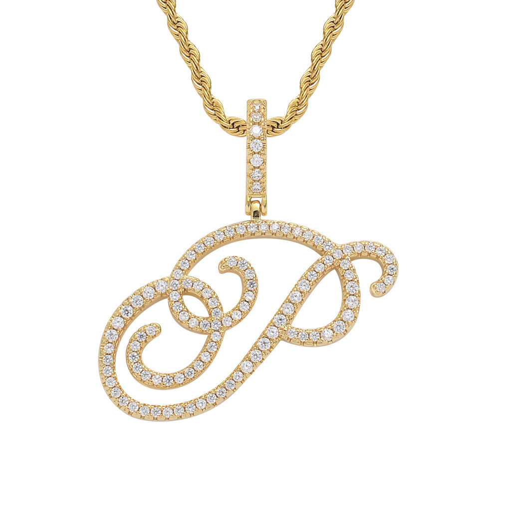 Heritage Architecture - Write My Name - Cursive Zircon Letter Necklace in 18K Gold