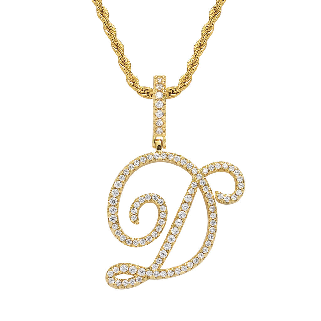 Heritage Architecture - Write My Name - Cursive Zircon Letter Necklace in 18K Gold