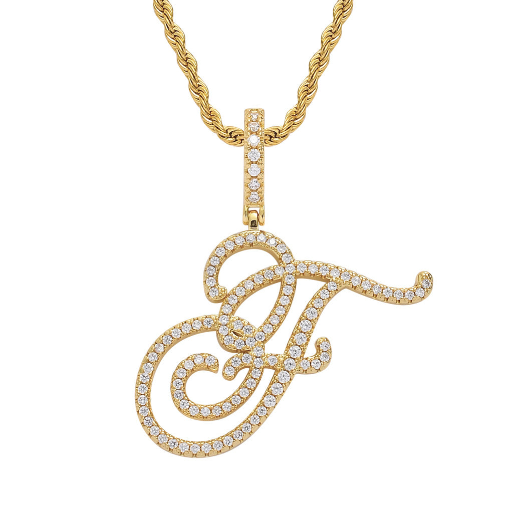 Heritage Architecture - Write My Name - Cursive Zircon Letter Necklace in 18K Gold