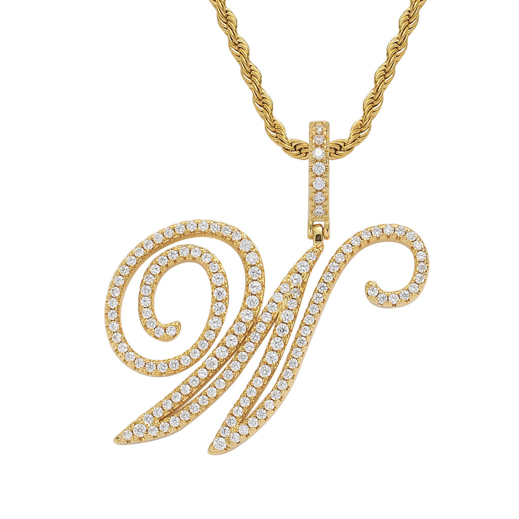Heritage Architecture - Write My Name - Cursive Zircon Letter Necklace in 18K Gold