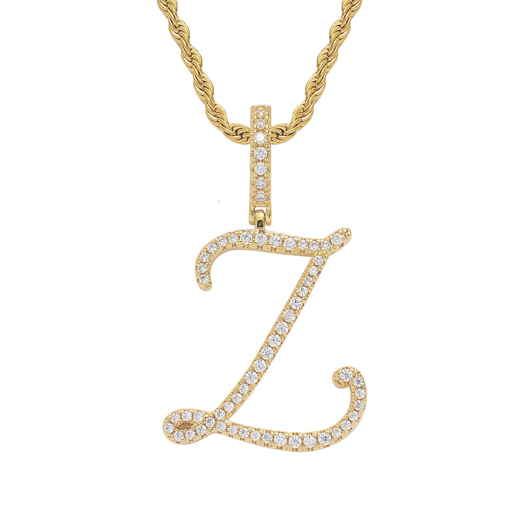 Heritage Architecture - Write My Name - Cursive Zircon Letter Necklace in 18K Gold