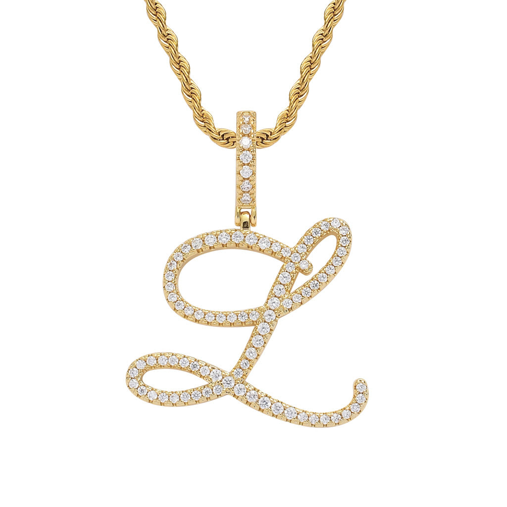 Heritage Architecture - Write My Name - Cursive Zircon Letter Necklace in 18K Gold