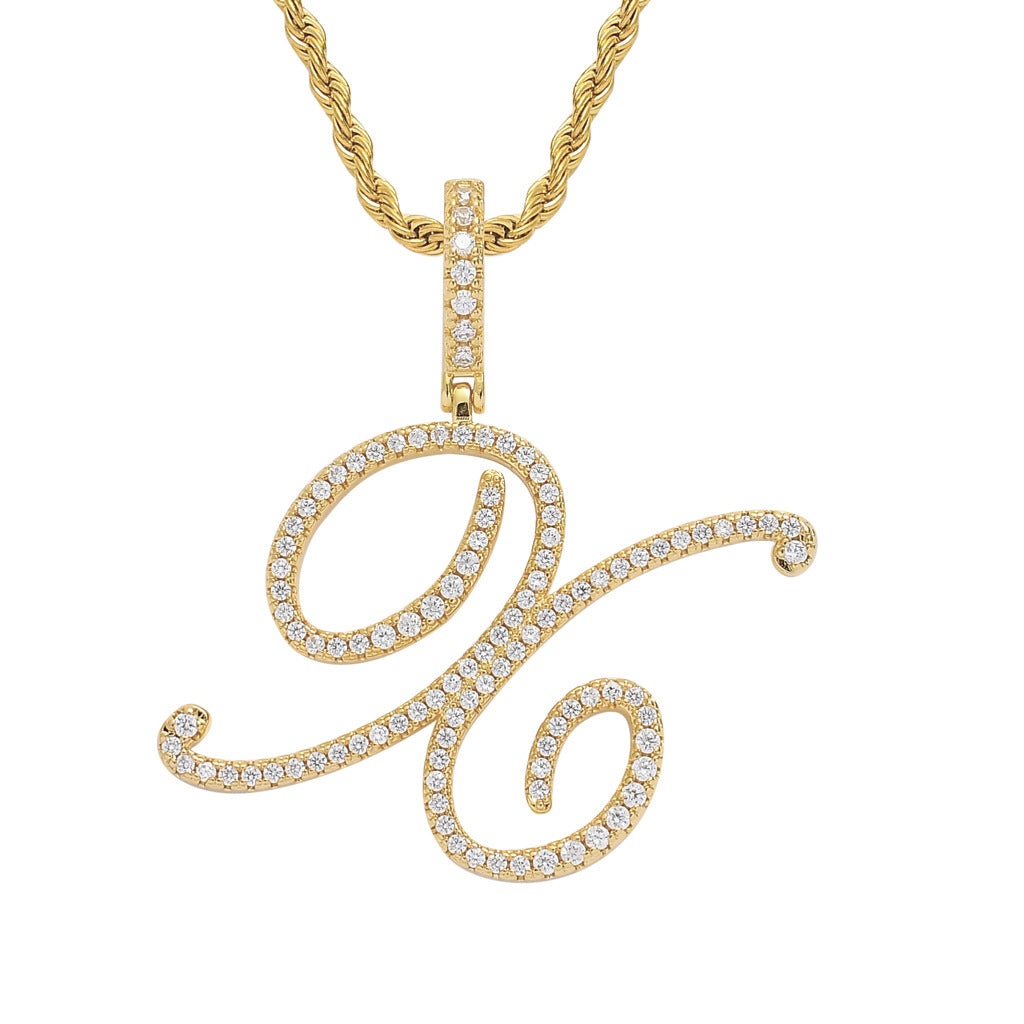 Heritage Architecture - Write My Name - Cursive Zircon Letter Necklace in 18K Gold