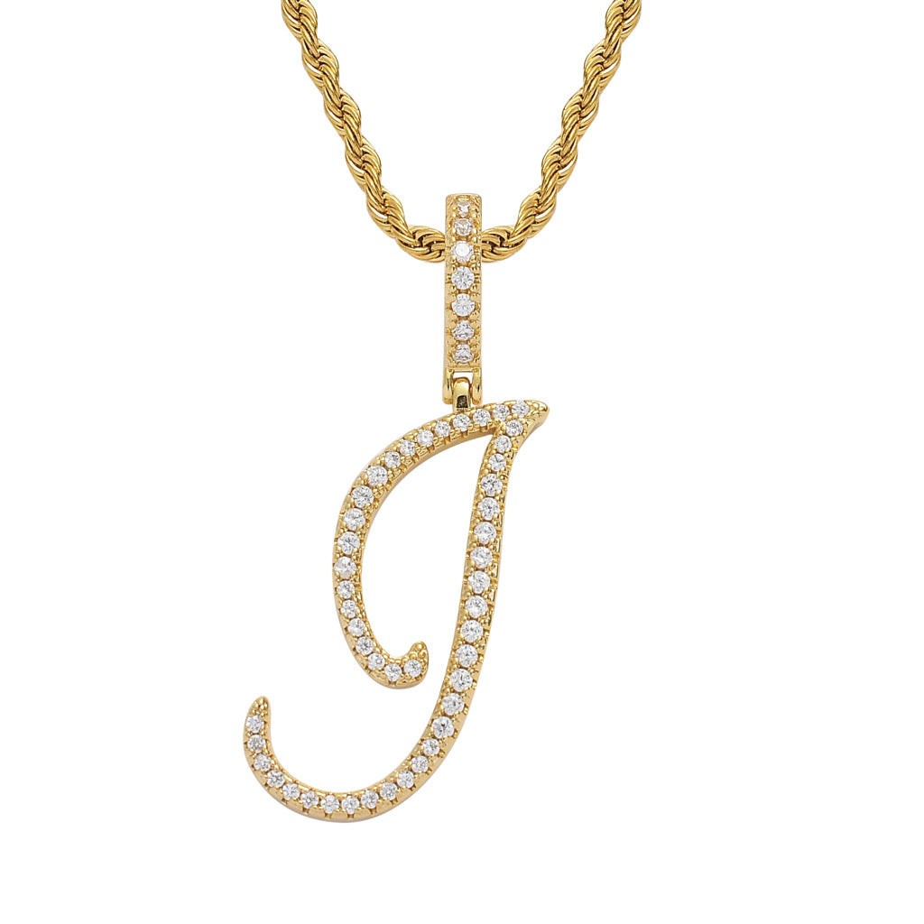 Heritage Architecture - Write My Name - Cursive Zircon Letter Necklace in 18K Gold
