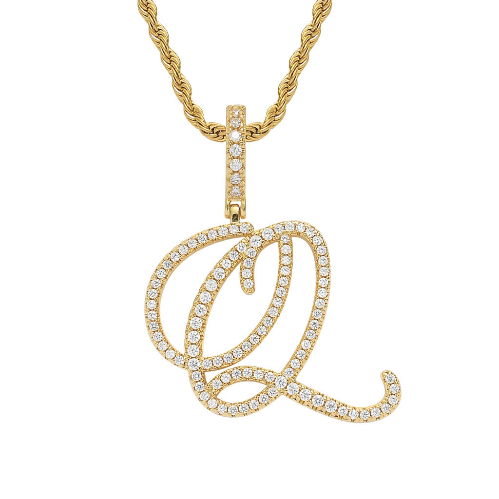 Heritage Architecture - Write My Name - Cursive Zircon Letter Necklace in 18K Gold