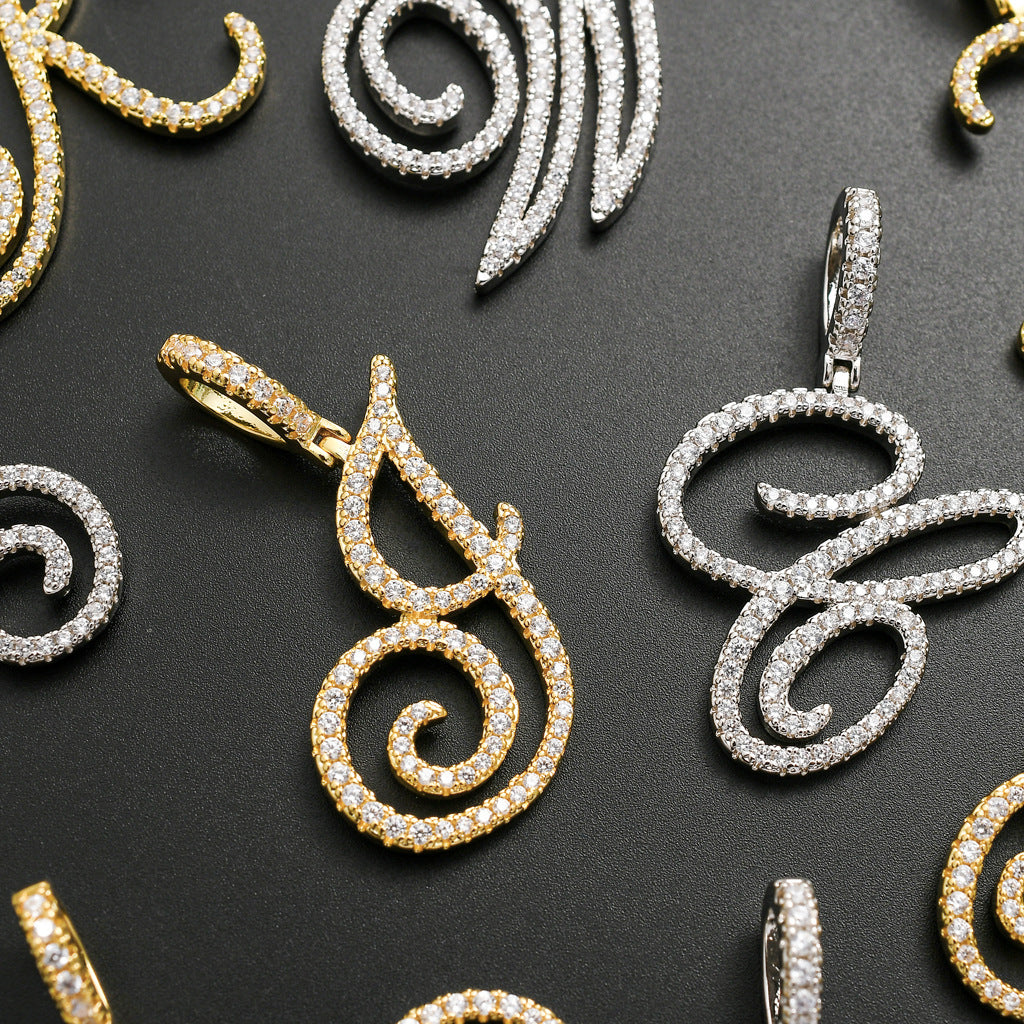 Heritage Architecture - Write My Name - Cursive Zircon Letter Necklace in 18K Gold