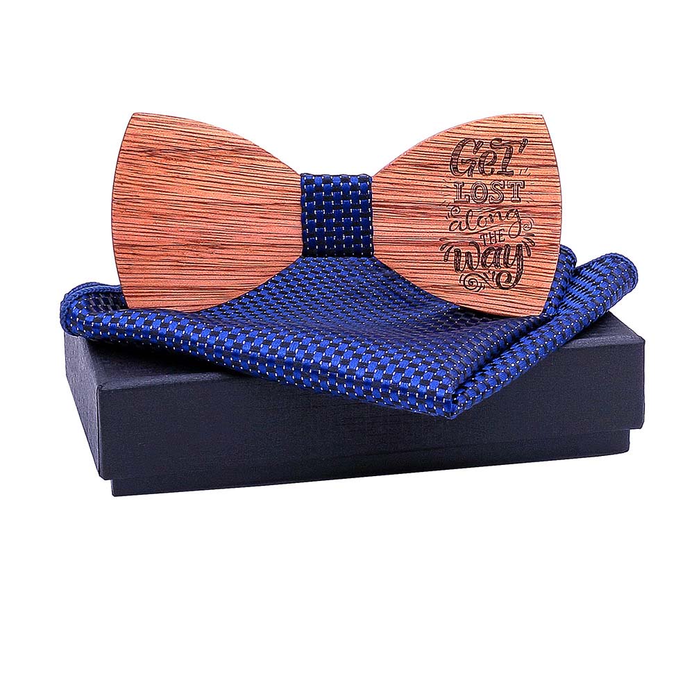 Heritage Architecture - Personalized Wooden Bow Tie Gift Set - GET LOST ALONE THE WAY
