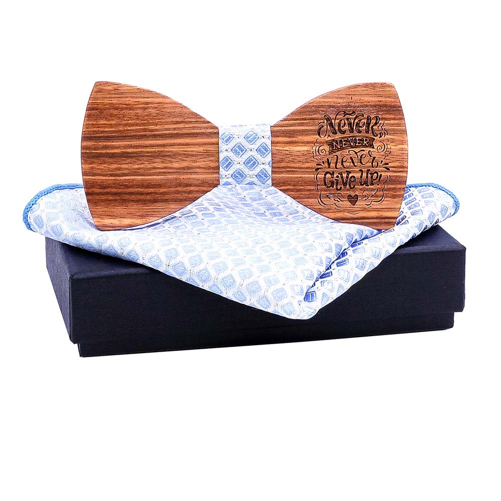 Heritage Architecture - Personalized Wooden Bow Tie Gift Set - NEVER GIVE UP
