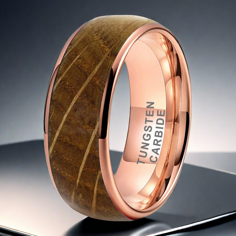 SALE | Whiskey Enchantment Ring - 8mm Rose Gold Whiskey Barrel Men's Wedding Band