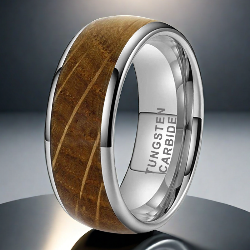 SALE | Whiskey Enchantment Ring - 8mm Platinum Whiskey Barrel Men's Wedding Band