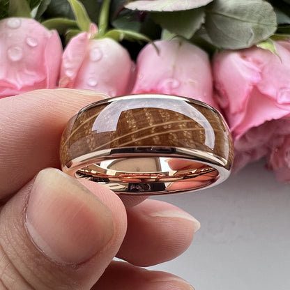 SALE | Whiskey Enchantment Ring - 8mm Rose Gold Whiskey Barrel Men's Wedding Band