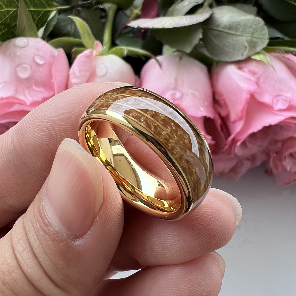 SALE | Whiskey Enchantment Ring - 8mm 18K Gold Whiskey Barrel Men's Wedding Band