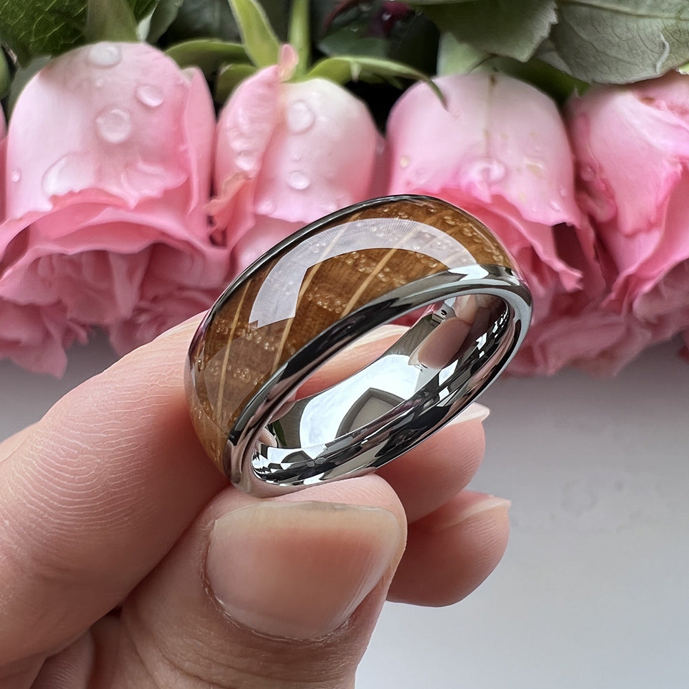 SALE | Whiskey Enchantment Ring - 8mm Platinum Whiskey Barrel Men's Wedding Band