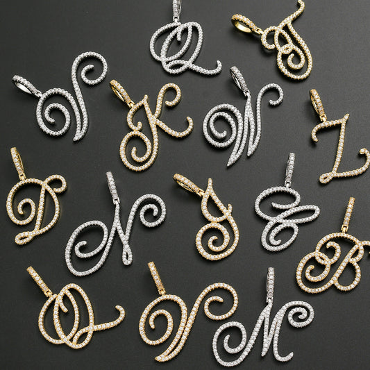 Heritage Architecture - Write My Name - Cursive Zircon Letter Necklace in 18K Gold