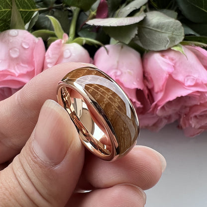 SALE | Whiskey Enchantment Ring - 8mm Rose Gold Whiskey Barrel Men's Wedding Band