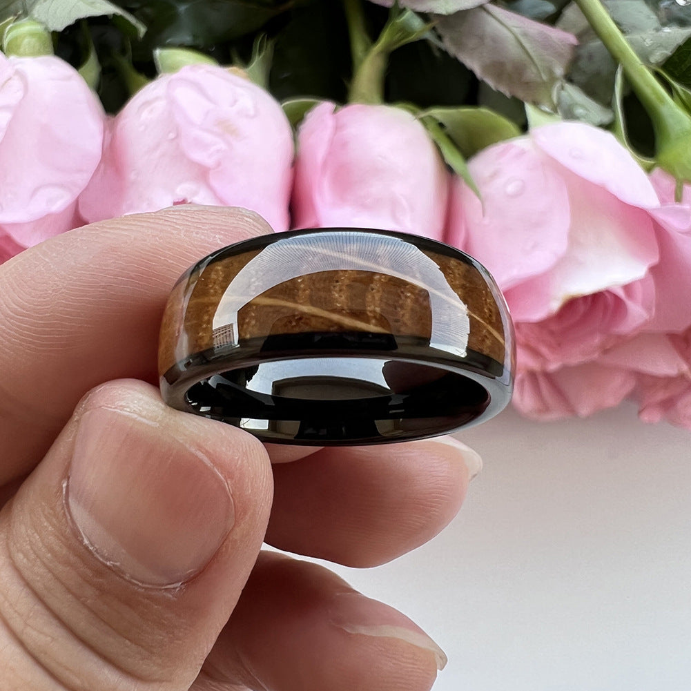 SALE | Whiskey Enchantment Ring - 8mm Black Tungsten Whiskey Barrel Men's Wedding Band