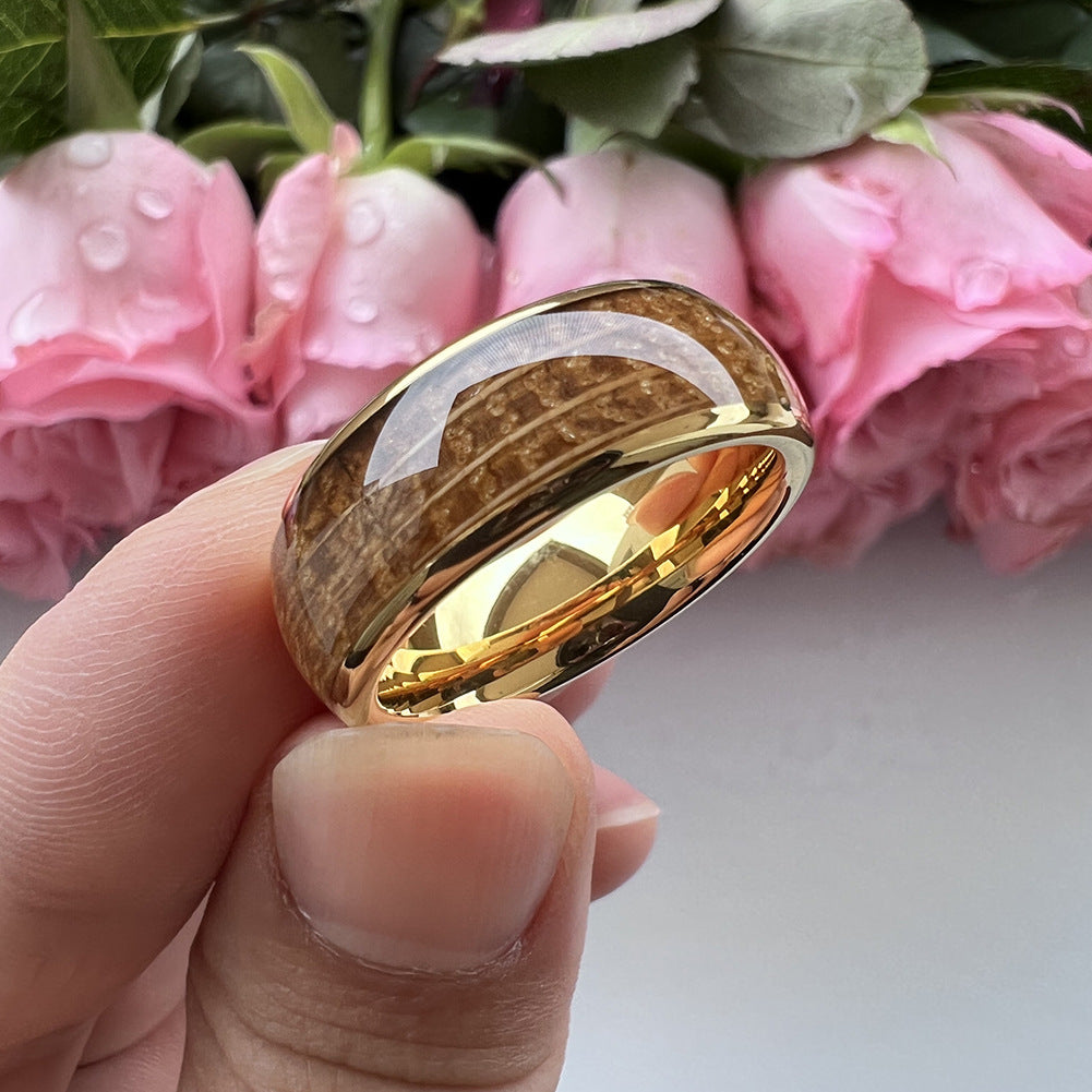 SALE | Whiskey Enchantment Ring - 8mm 18K Gold Whiskey Barrel Men's Wedding Band