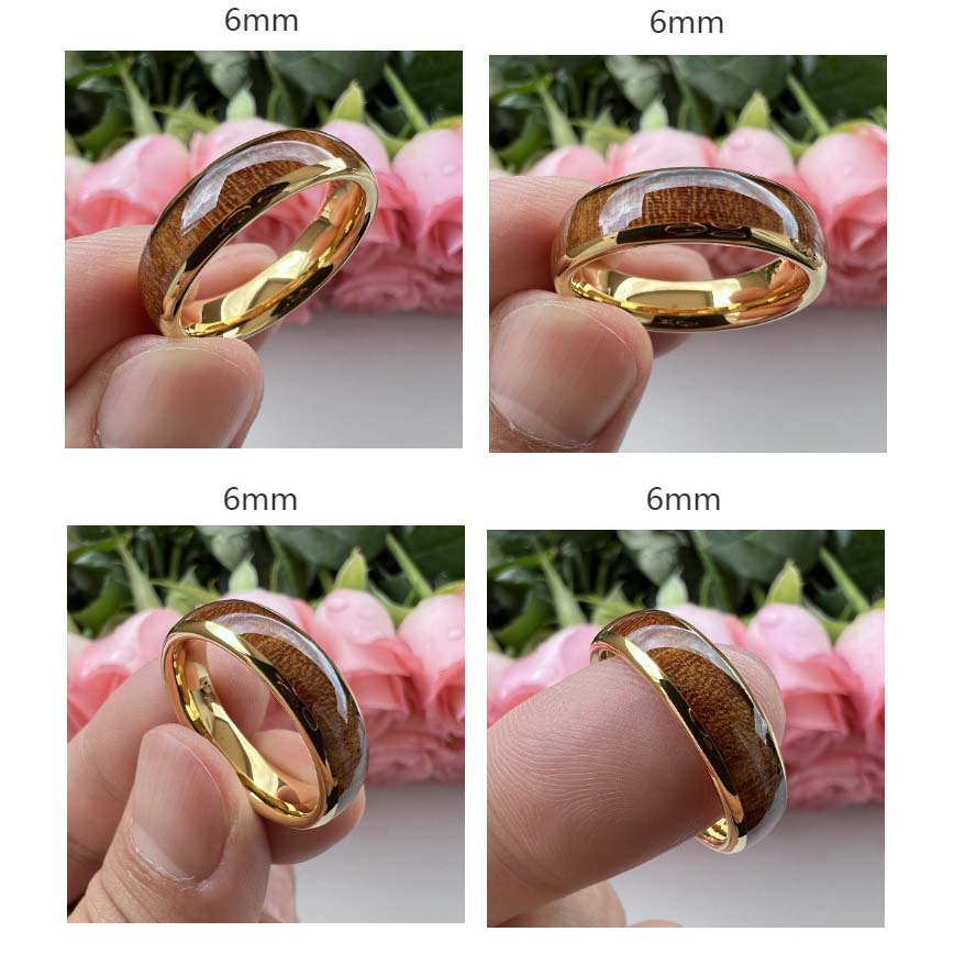 Heritage Architecture Ring - 6mm/8mm 18K Gold-Plated Old Wood Men's Wedding Band